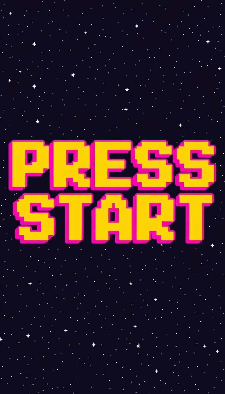 Retro Video Game Press Start Title Screen Mobile Wallpaper