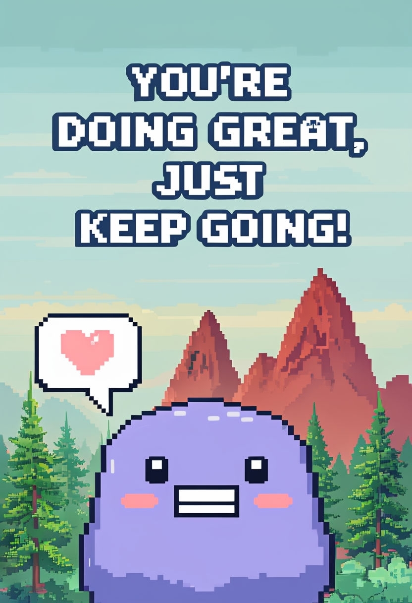 Cheerful Pixel Art Motivational Message Poster