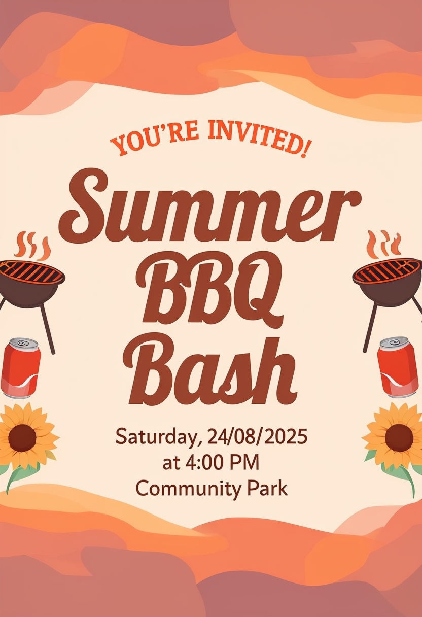 Bright Summer BBQ Bash Invitation Sign Design