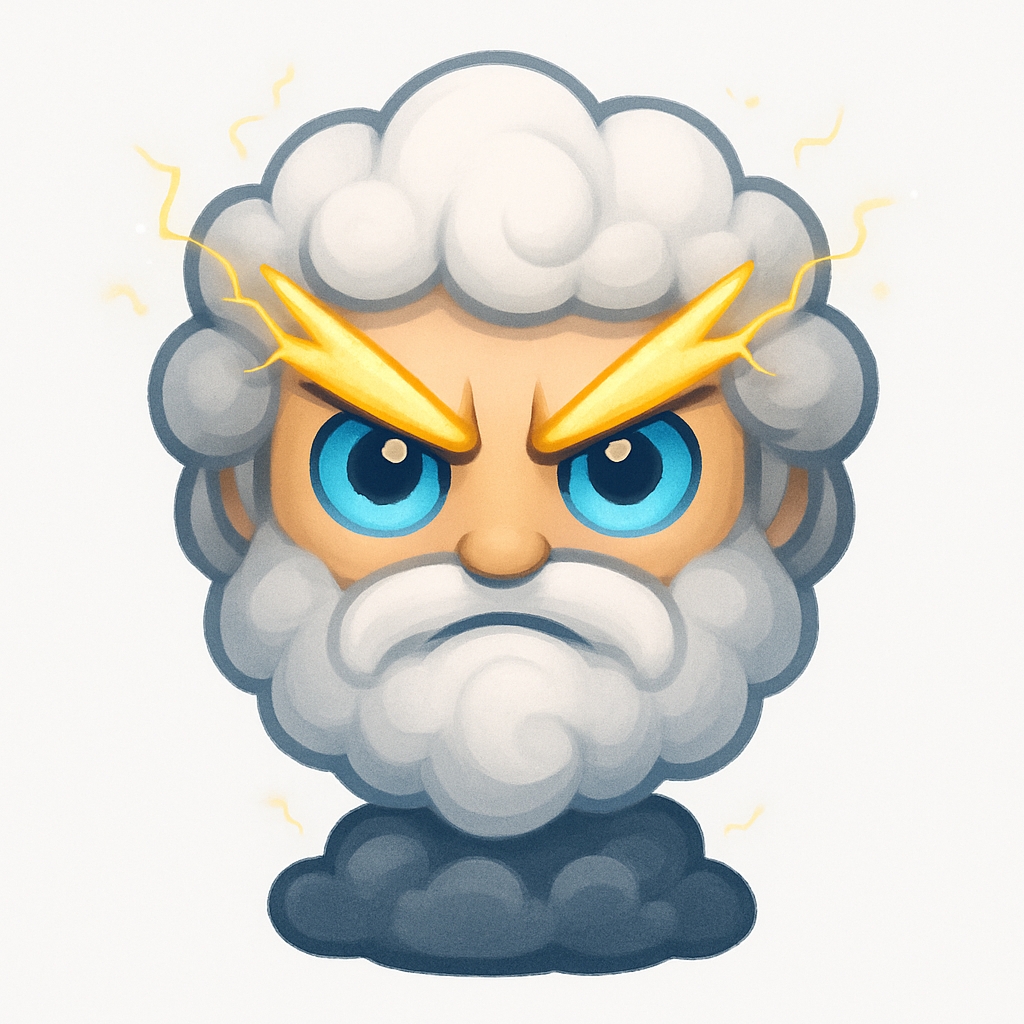 Intense Cartoon Storm God Character Illustration Sticker
