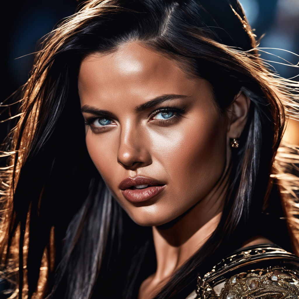 close up portrait of Adriana Lima