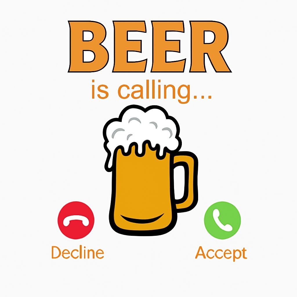 Playful Cartoon Beer Mug with Humorous Text Sticker
