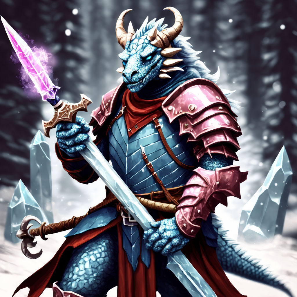 Crystal dragonborn warrior for a dnd campaign with a greatsw... by Luca ...