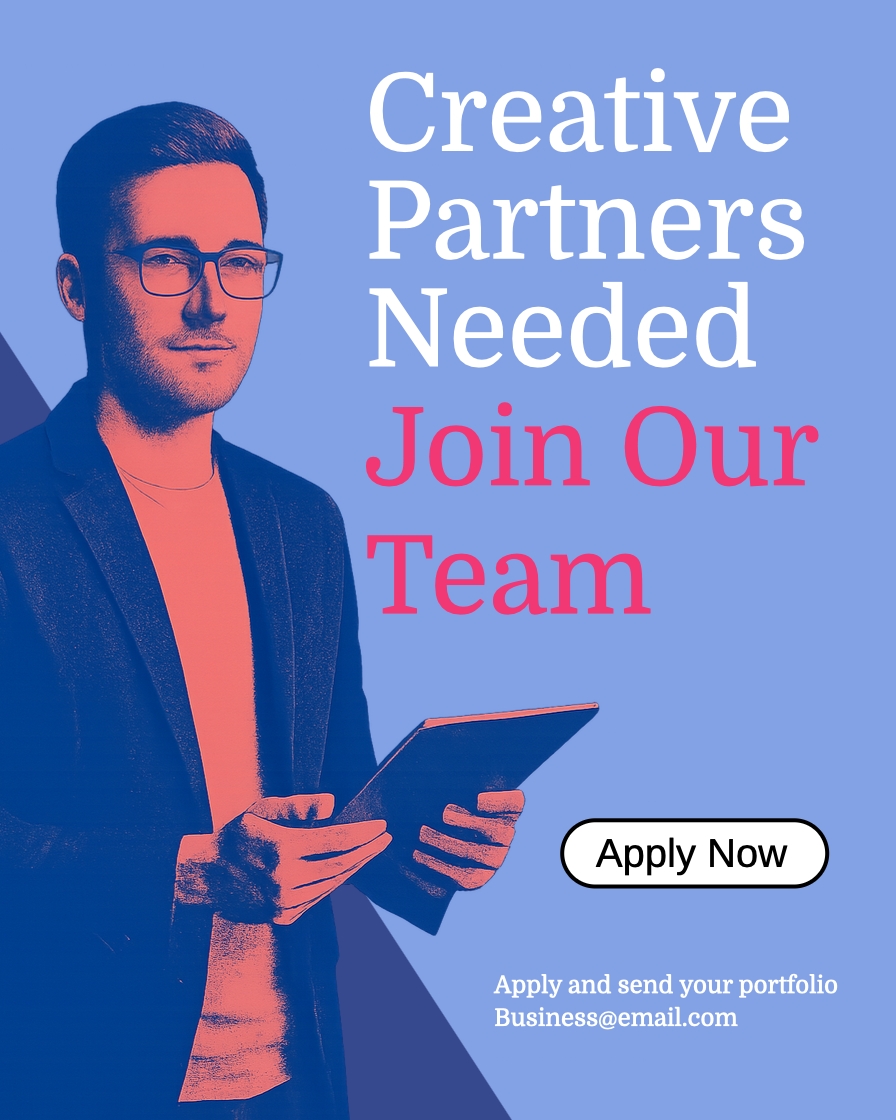 Minimalist Recruitment Advertisement for Creative Partners Instagram Post