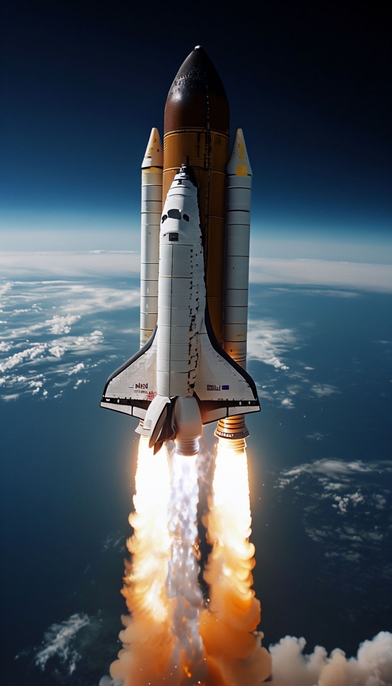 Powerful Space Shuttle Launch with Bright Flames Mobile Wallpaper