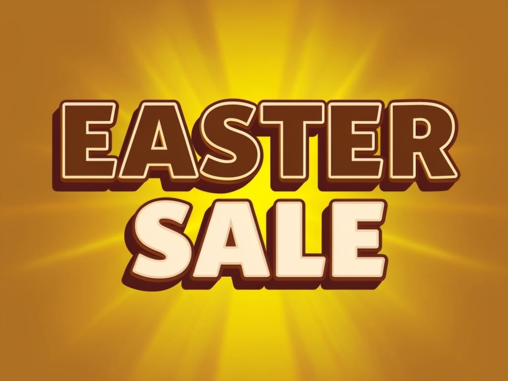 Easter Sale 3D Text Graphic with Warm Color Background Social Media Post