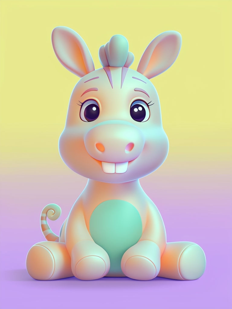 Cheerful 3D Cartoon Zebra Toy Illustration for Kids Art