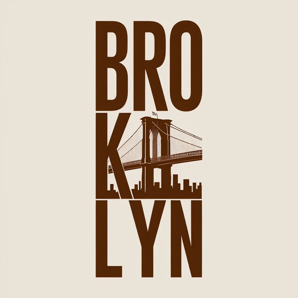 Minimalist Brooklyn Typography with Bridge Silhouette T-shirt