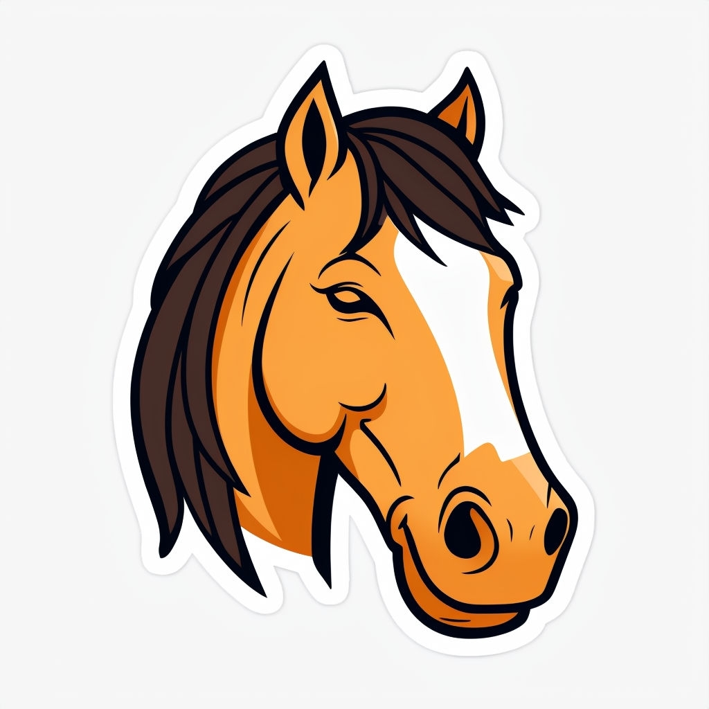 Friendly Cartoon Horse Head Illustration Sticker