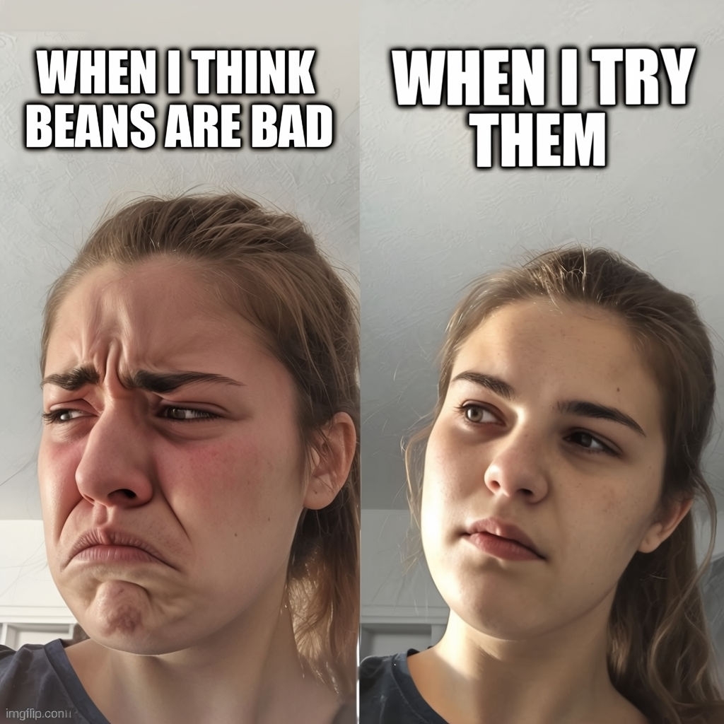 Humorous Bean Meme with Confused Expressions for Laughter Meme