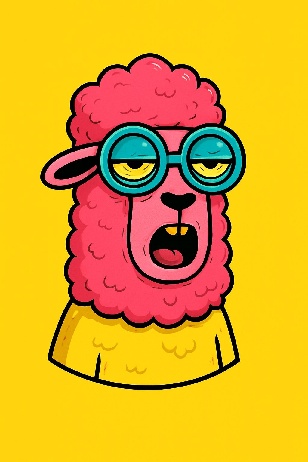 Playful Cartoon Sheep Character with Glasses T-Shirt