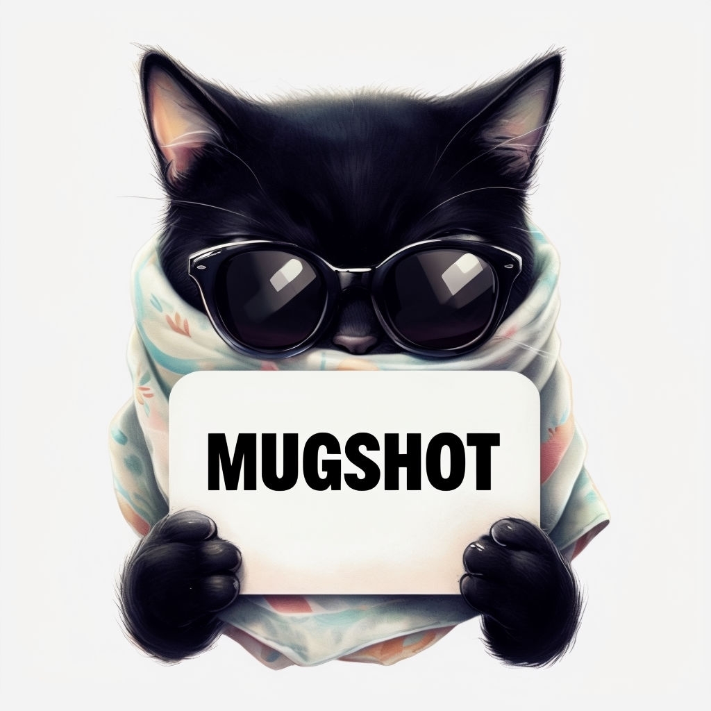 Playful Black Cat with Sunglasses and Mugshot Card Mug