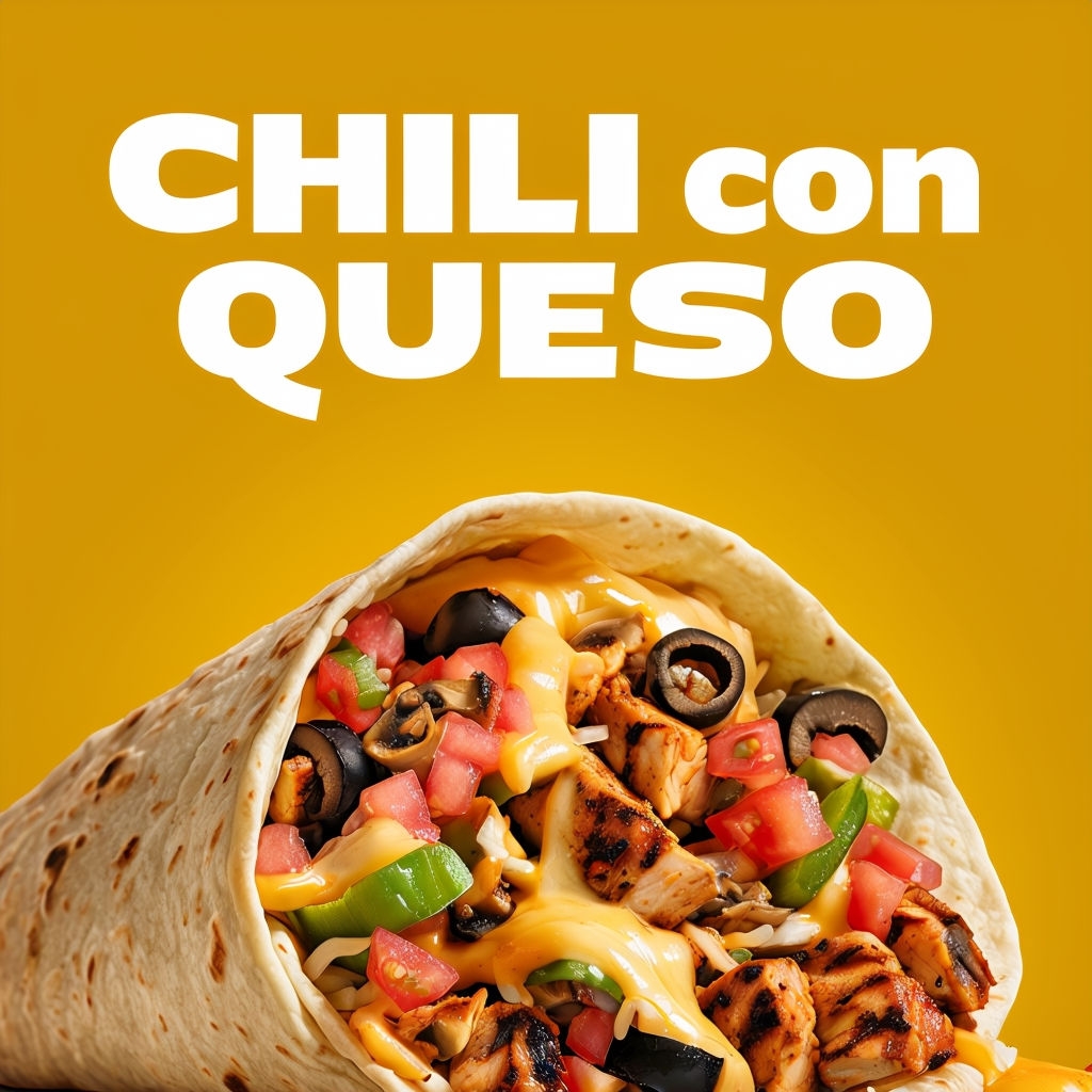 Appetizing Chili con Queso Burrito Promotional Design Social Media Post