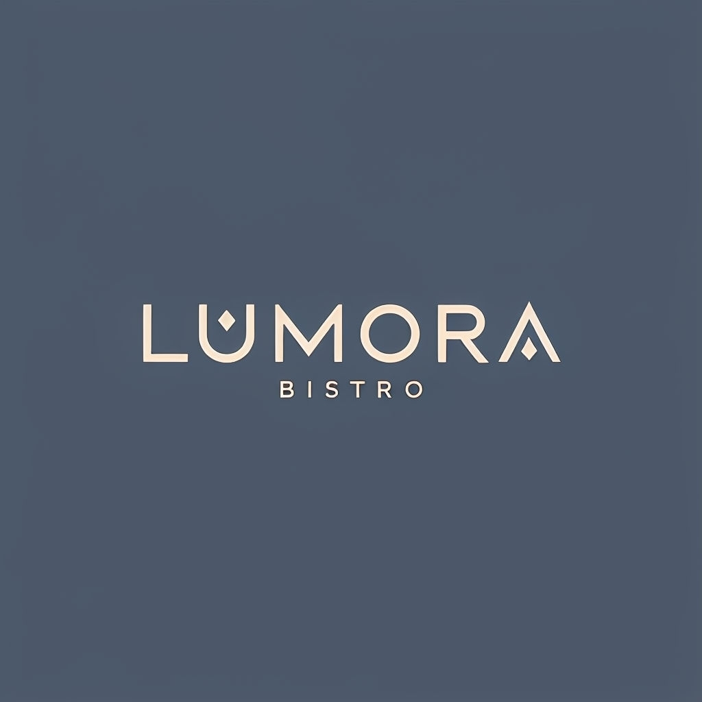 Modern Minimalist LUMORA BISTRO Logo Design on Navy Background