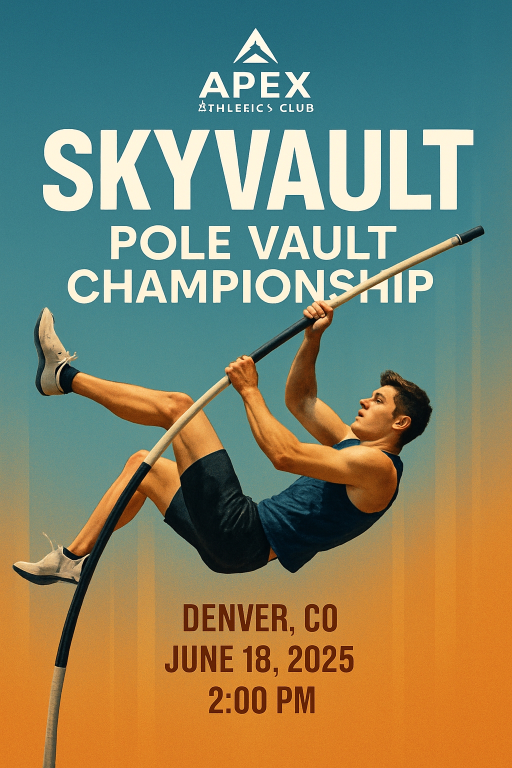 Dynamic SKYVAULT Pole Vault Championship Poster for Apex Athletics