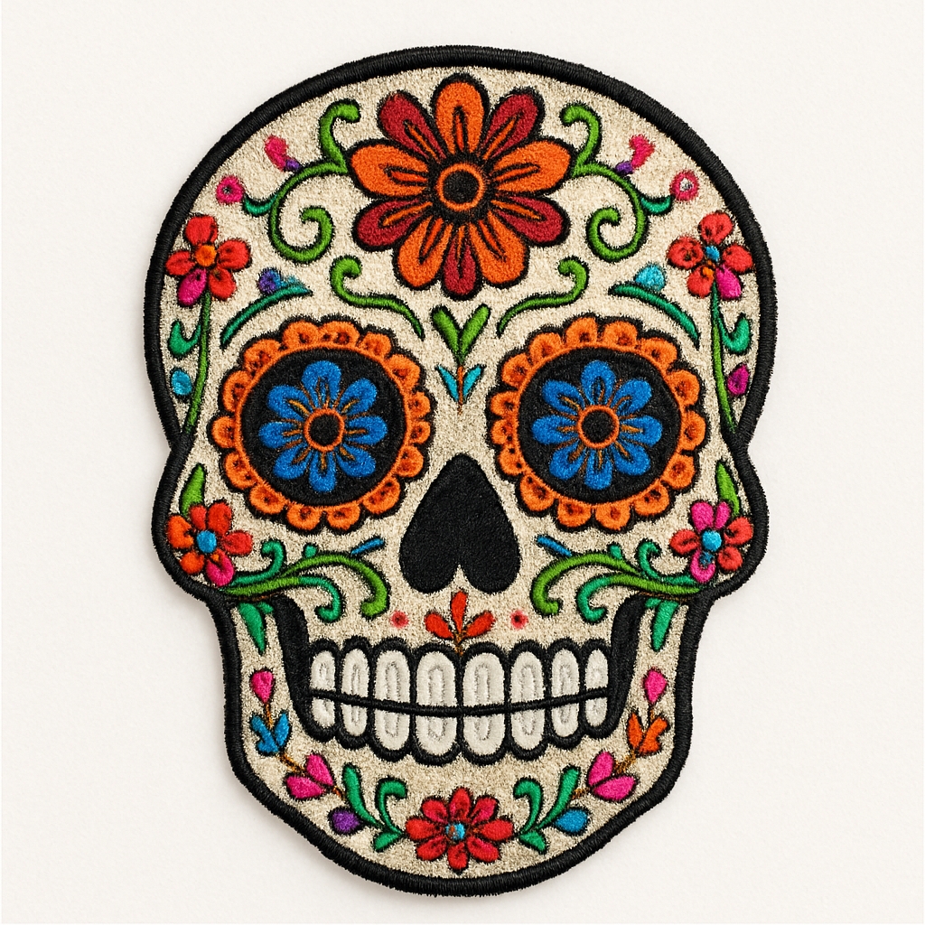 Colorful Day of the Dead Sugar Skull Embroidered Hat