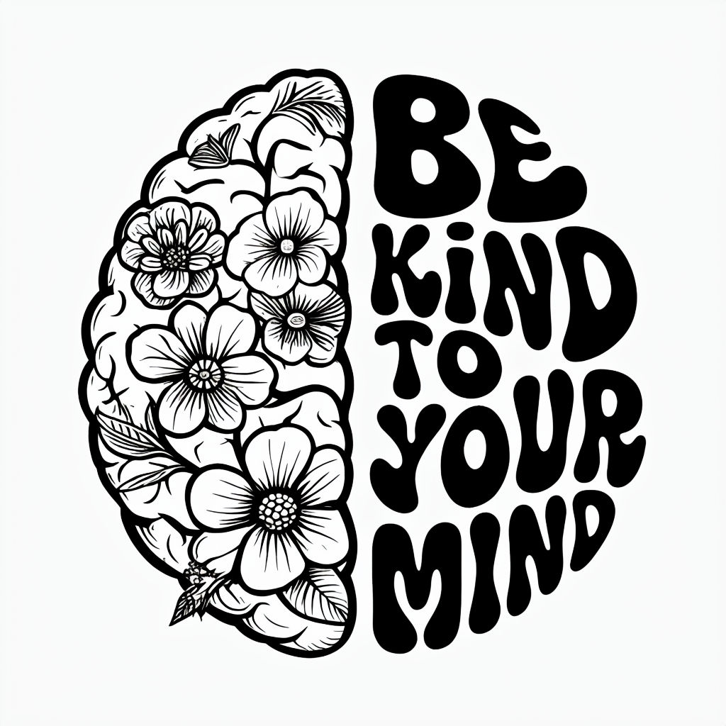 Be Kind to Your Mind Floral Brain Illustration Mug