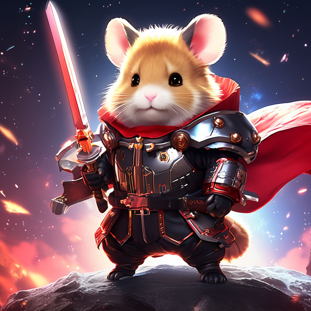 Red and black style anime warrior in knight armor hamster ho... by Will ...