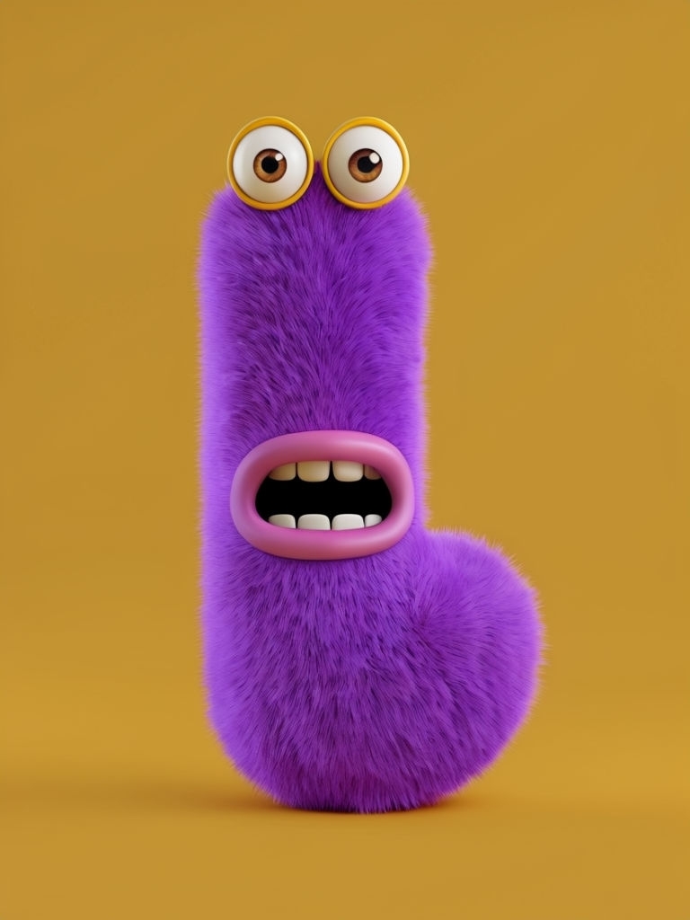 Whimsical 3D Purple Monster Character Illustration Art