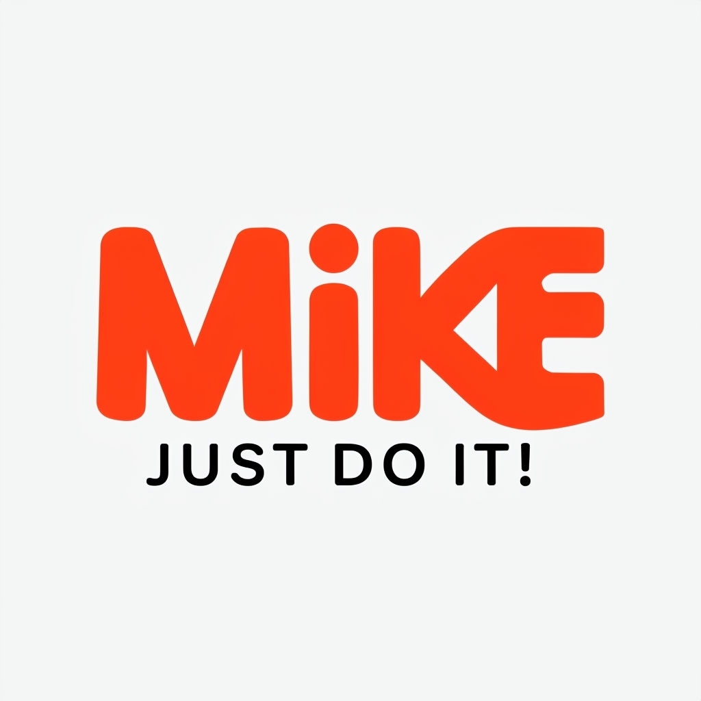 Bold Minimalist MIKE Logo with Just Do It Text Design Logo