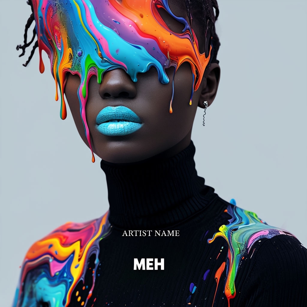 Surreal Face Obscured by Colorful Liquid Abstract Art Spotify Album Cover