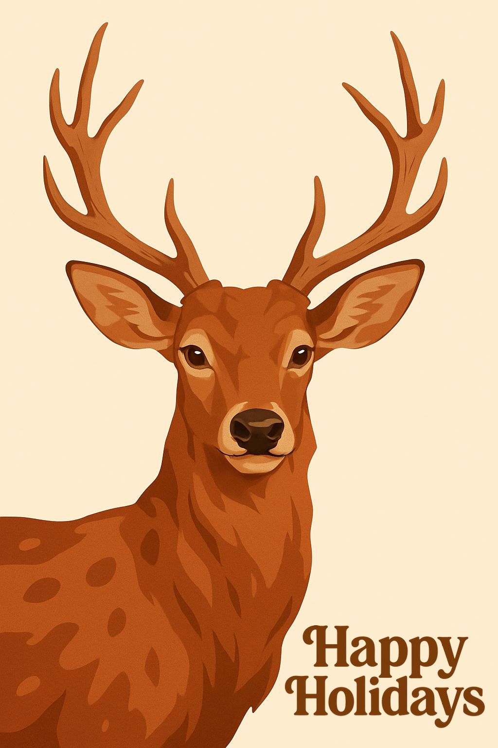 Festive Male Deer with 'Happy Holidays' Greeting Card Design