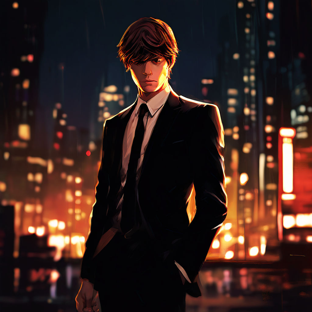 Light Yagami donning a sleek black suit by Prem raj - Playground