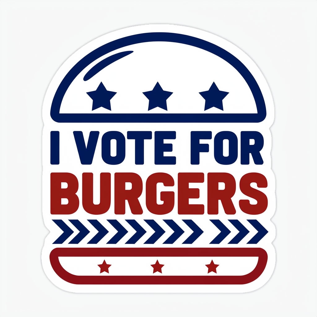 Playful Patriotic I Vote For Burgers Graphic Sticker