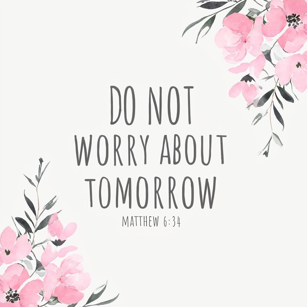 Do Not Worry About Tomorrow Inspirational Art Print Social Media Post