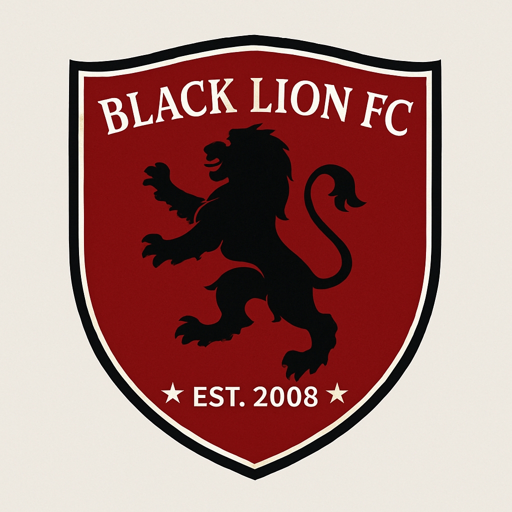 Vintage Black Lion FC Emblem Logo with Dynamic Silhouette