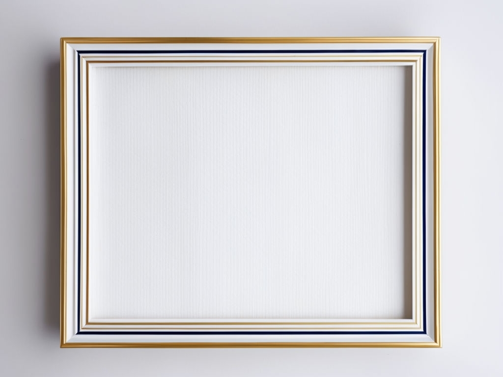 Elegant Gold Frame on Light Gray Canvas Mockup