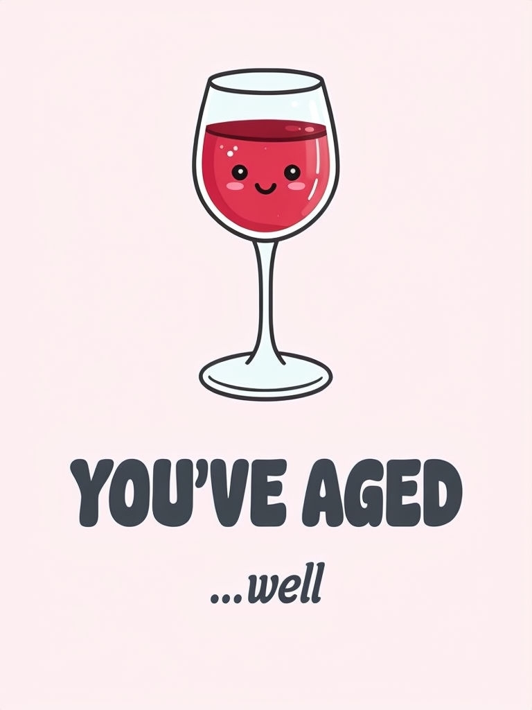 Cute Wine Glass Birthday Card with Humorous Message Design