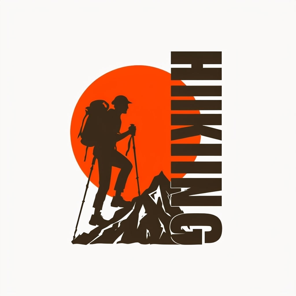 Adventurous Hiker Silhouette with Bold Hiking Text T-Shirt