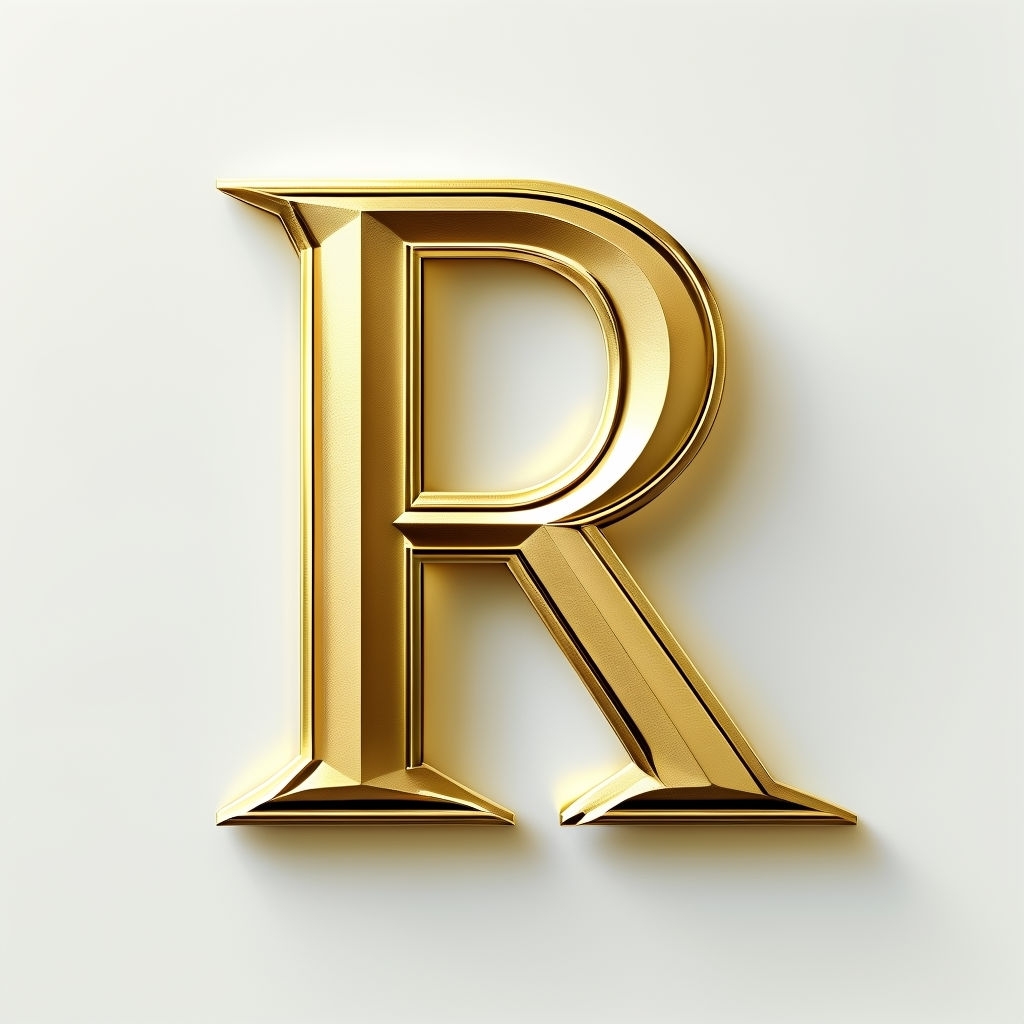 Elegant Golden Letter R Monogram Design on White Background Monogram