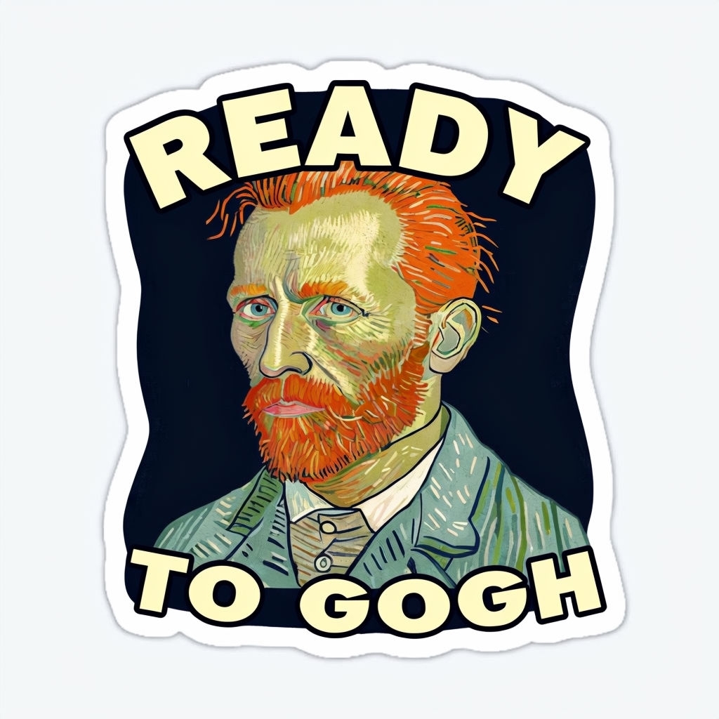 Vibrant Vincent van Gogh Stylized Portrait Graphic Sticker