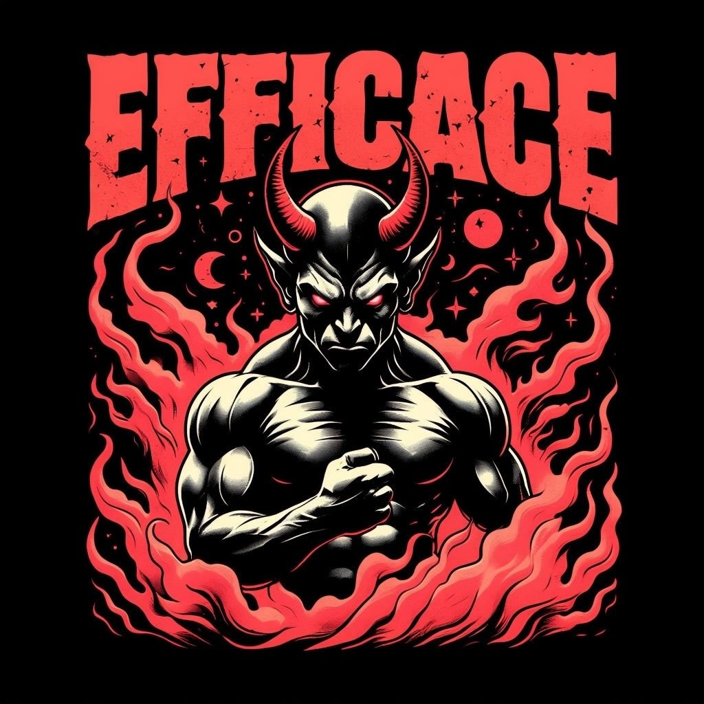 Dramatic Muscular Demon Illustration T-Shirt