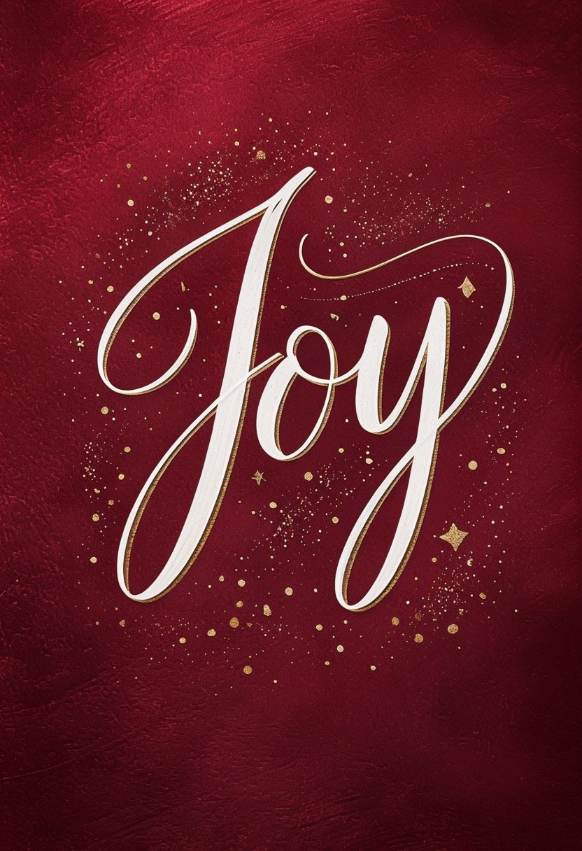 Elegant Holiday Greeting Card Design Featuring Joy in Script Style