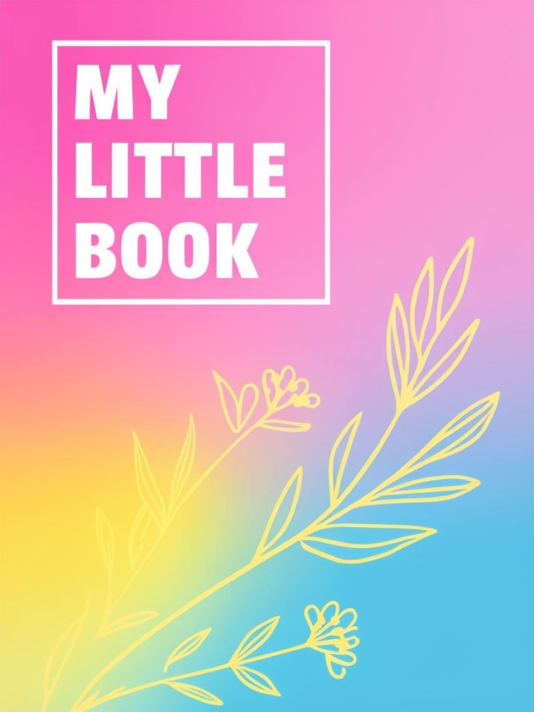 Vibrant Gradient MY LITTLE BOOK Cover with Floral Designs EBook Cover