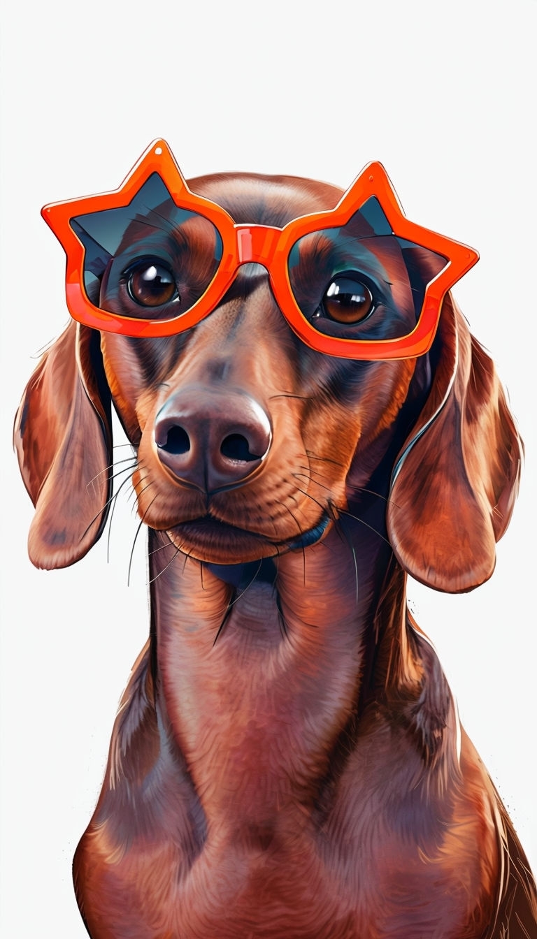 Cool Dachshund with Star-Shaped Sunglasses Digital Art Mobile Wallpaper