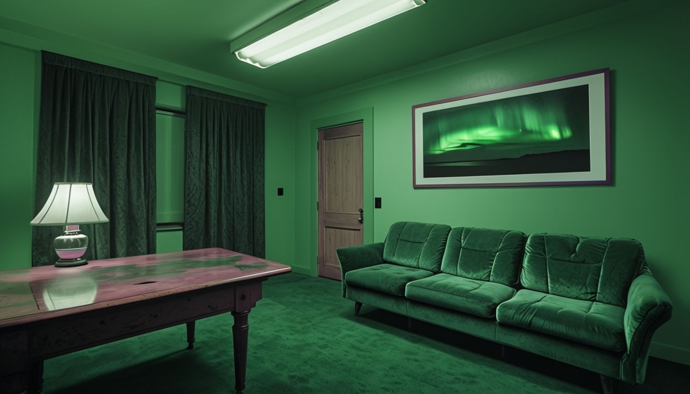 Minimalist Green Office Waiting Room Photo Virtual Background