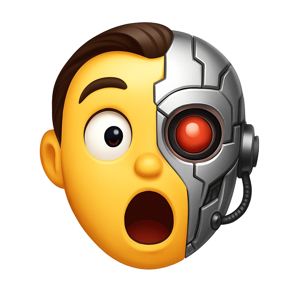 Human vs Robot Split Face Emoji Sticker