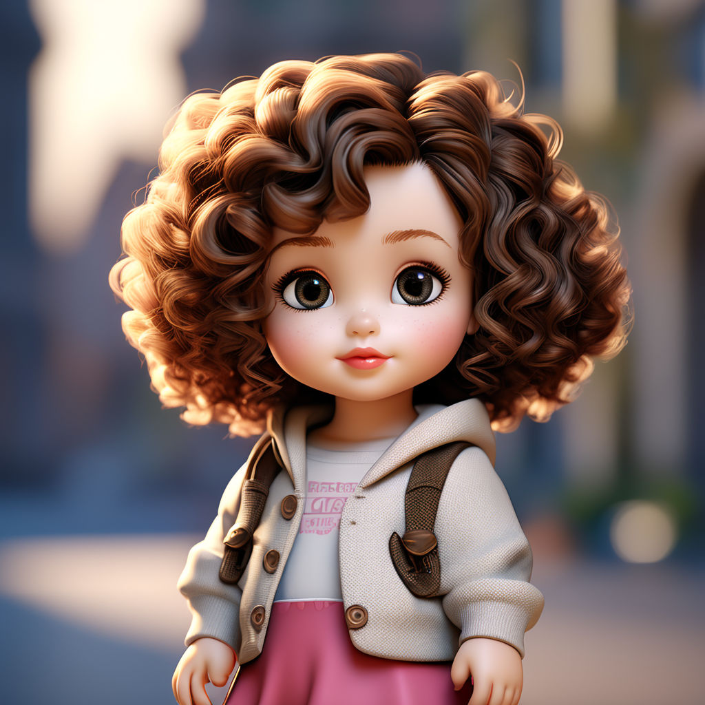 Chibi doll curly brown hair by Eunice Trochez - Playground