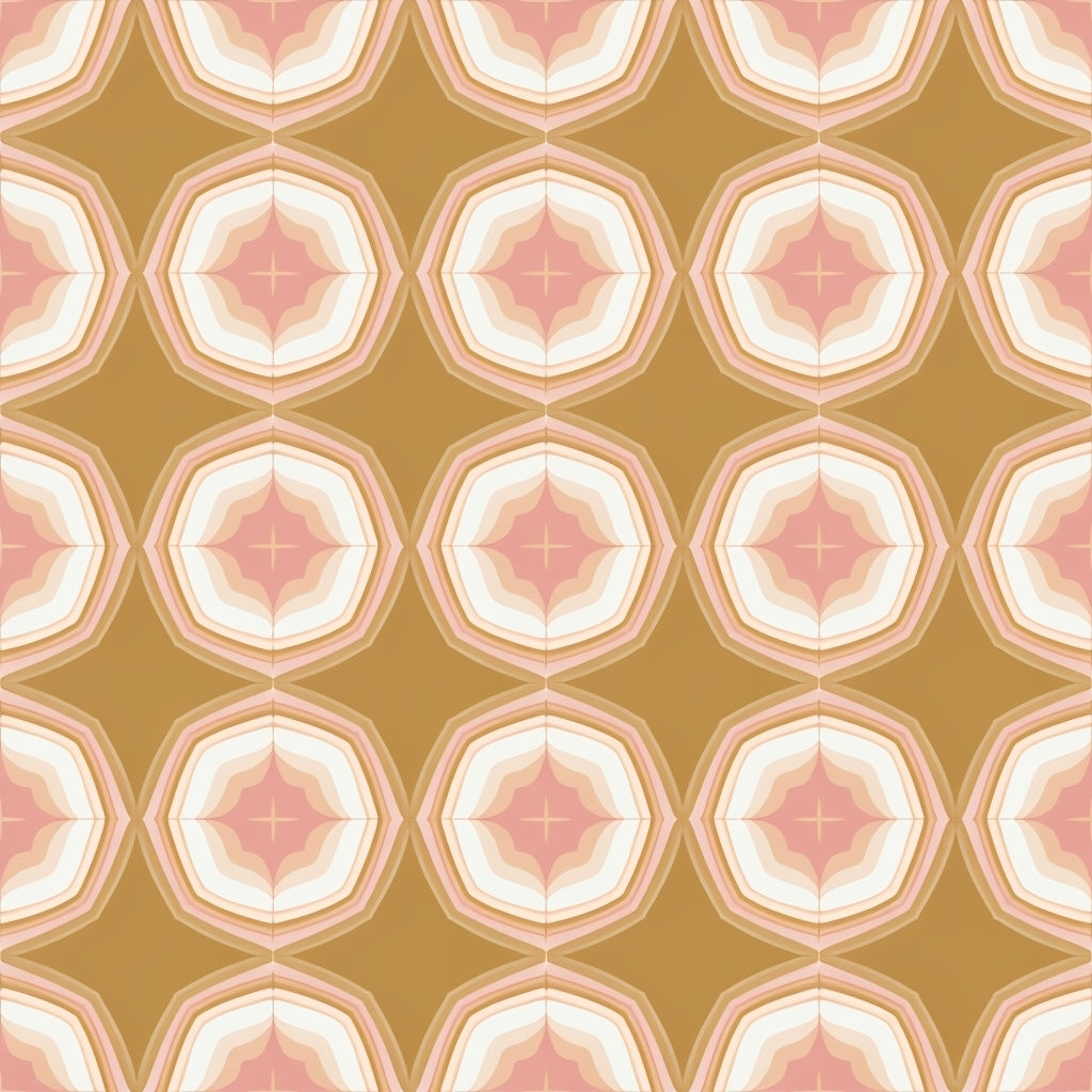 Retro Geometric Diamond Seamless Pattern Design in Warm Tones