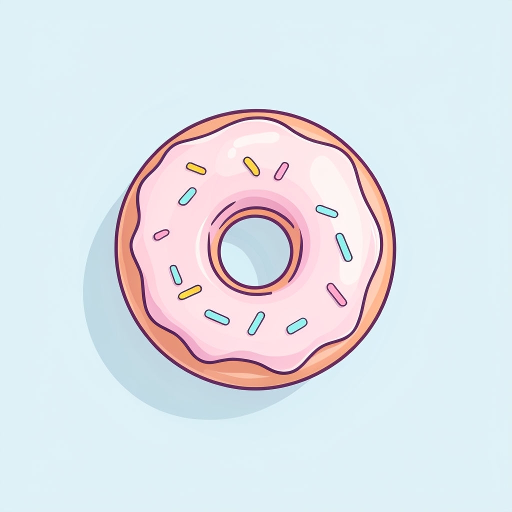 Minimalist Pink Glazed Donut Illustration Art