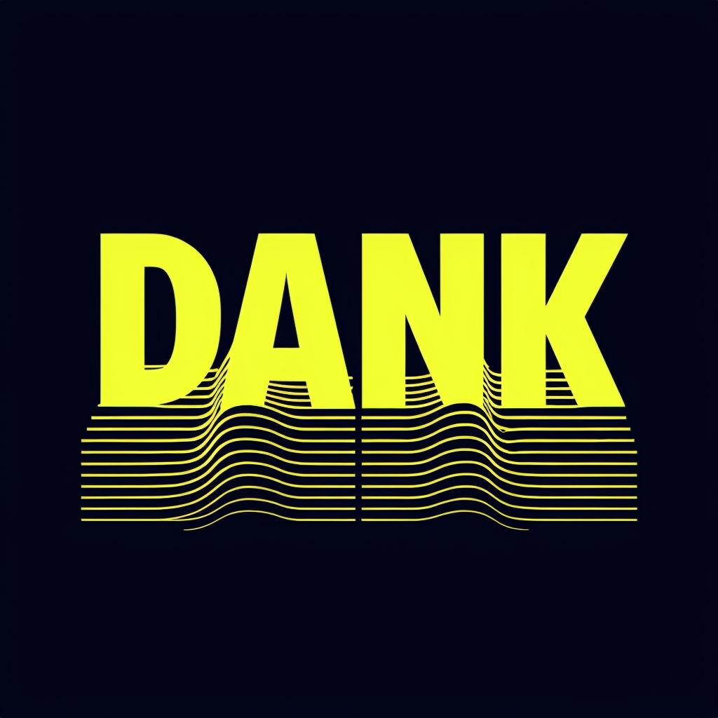 Bold Yellow DANK Typography Design on Dark Navy Background Spotify Album Cover