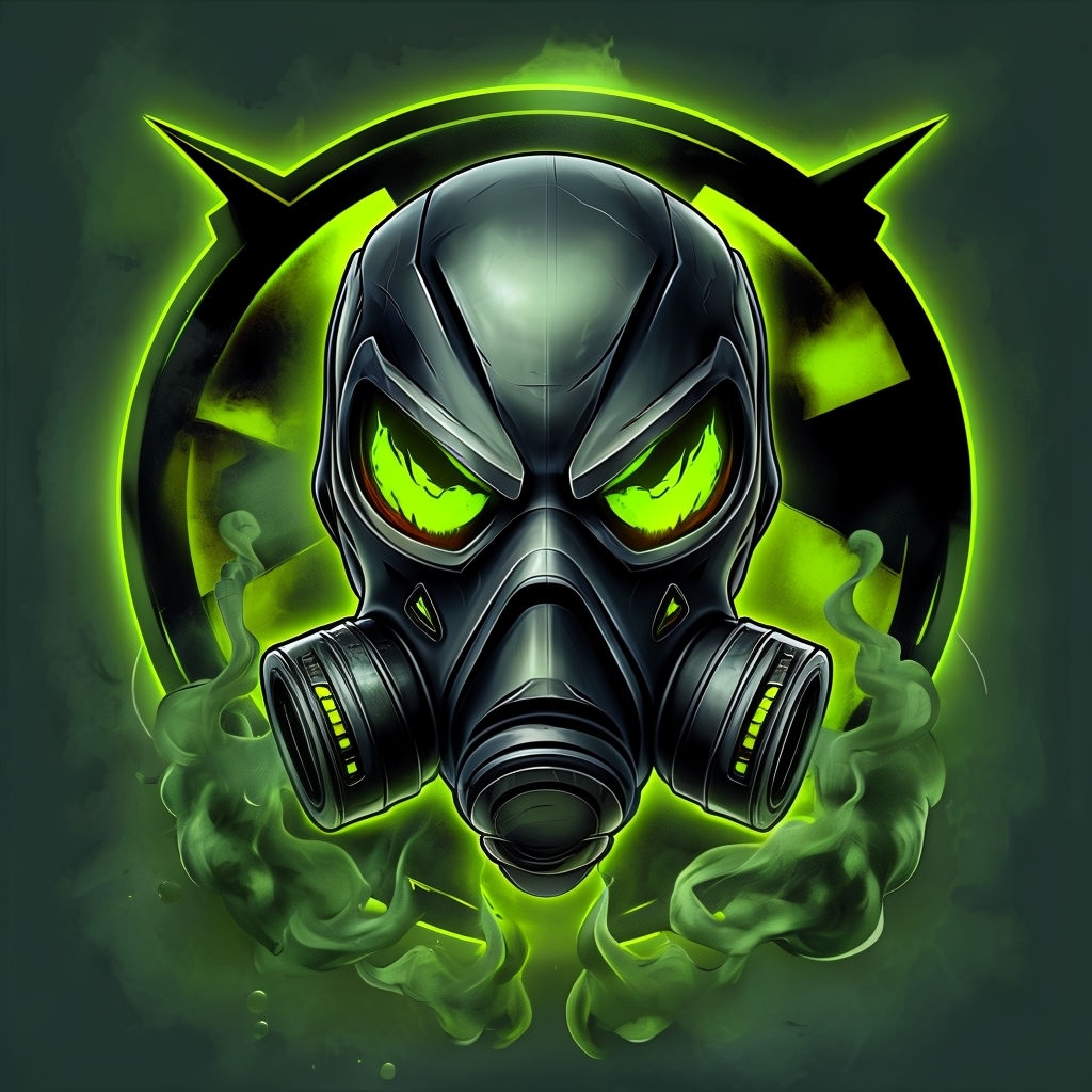 Futuristic Neon Green Toxic Gas Mask Illustration T-Shirt