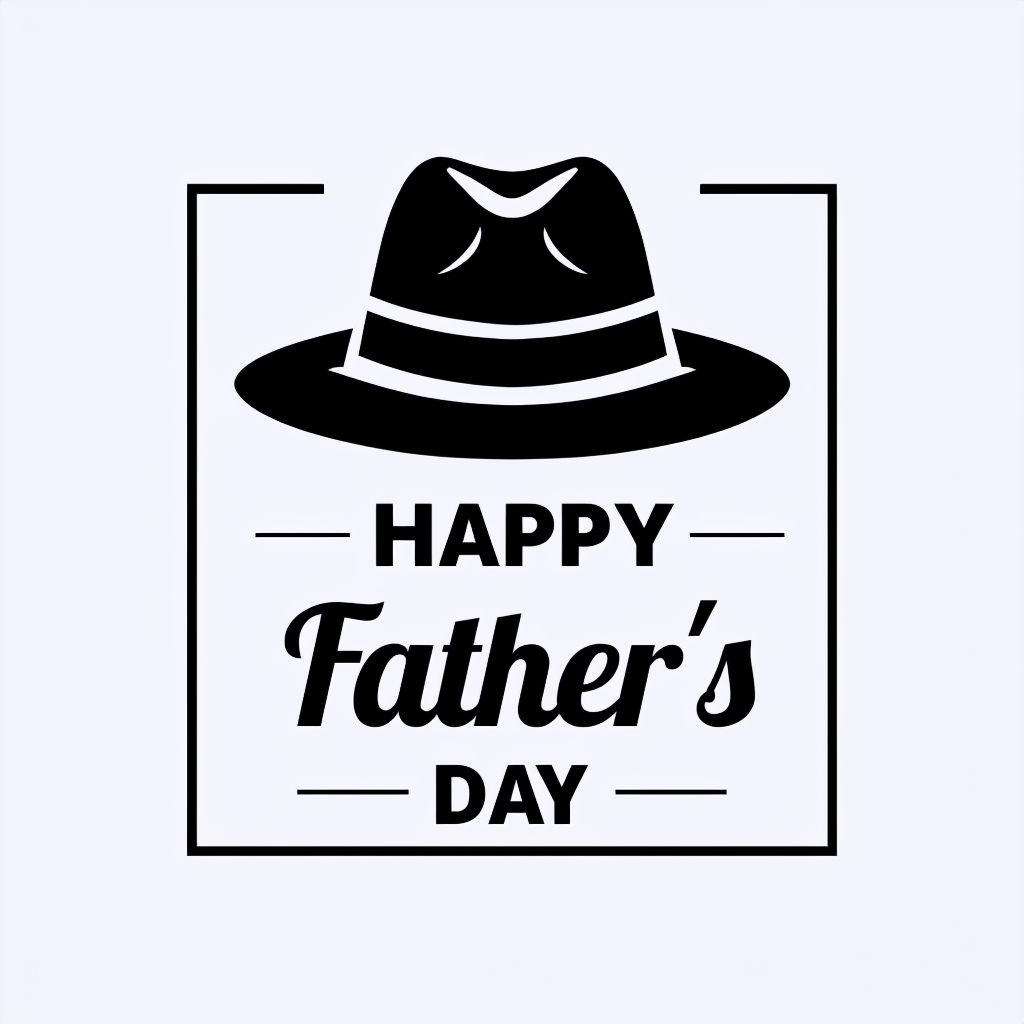 Minimalist Black Fedora Hat Design for Father's Day Logo