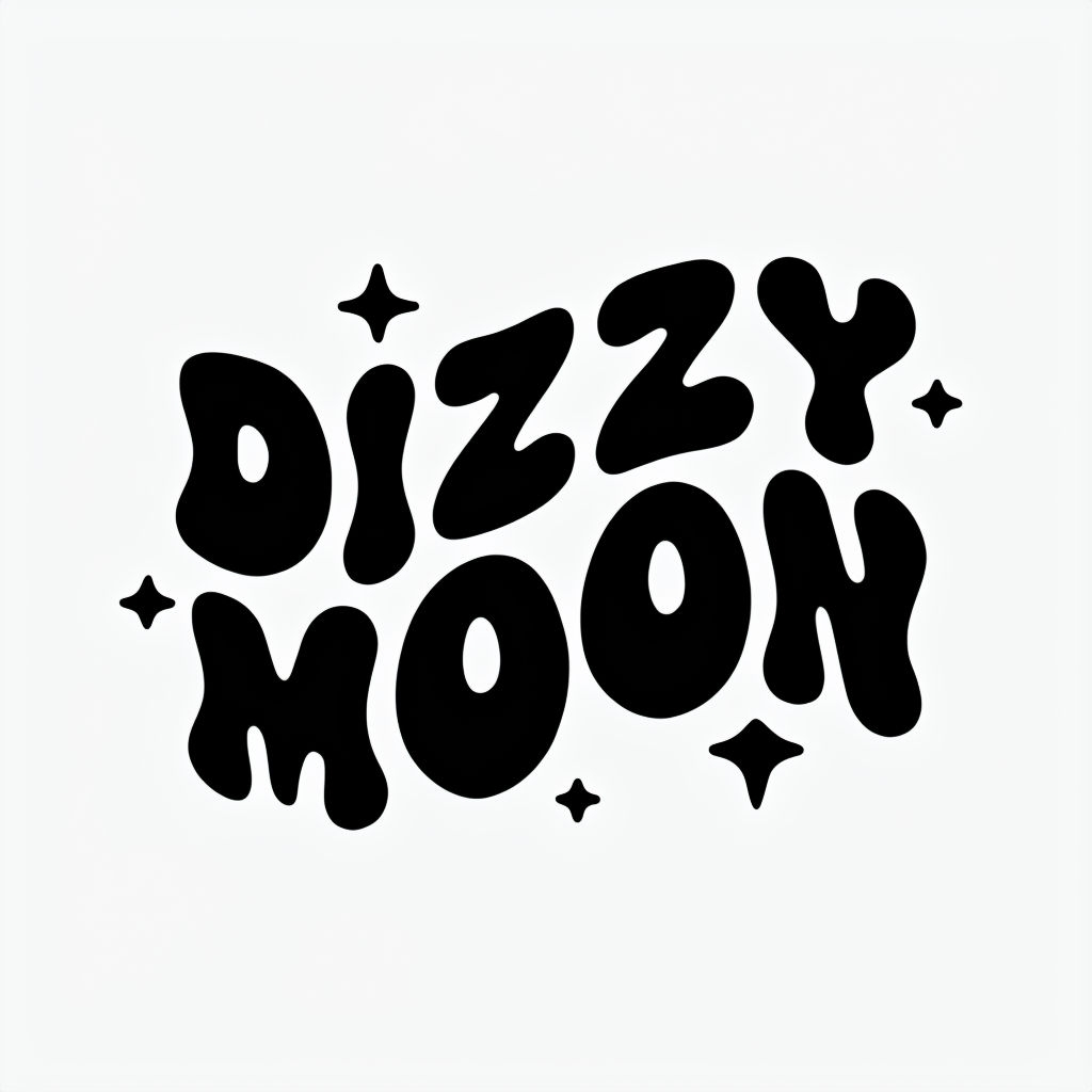 Playful DIZZY MOON Retro Logo with Whimsical Star Accents Mug