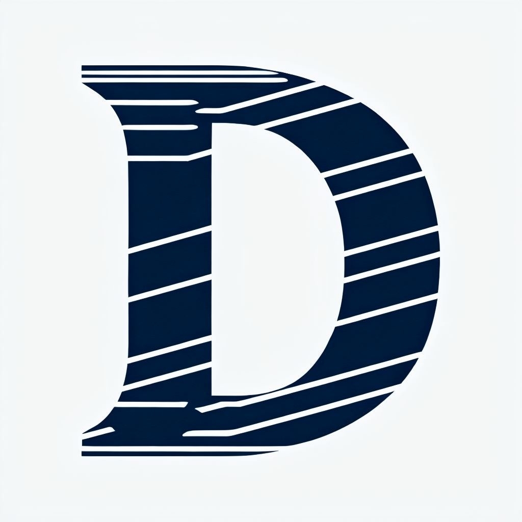 Dynamic Navy Blue Letter D Minimalist Design Monogram