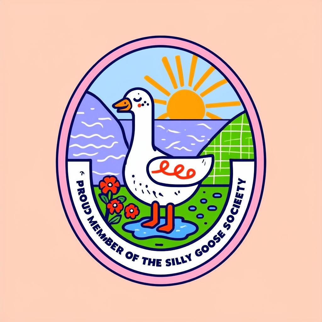 Whimsical Silly Goose Society Cartoon Emblem T-Shirt